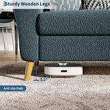 GarveeHome 84" Sofa, 3 Seater Couch for Living Room, Modern Loveseat, Boucle Sofa with Deep Seats, Wide Armrests, Wood Legs, Easy Assembly, Upholstered Comfy Sofa for Bedroom Office, Dark Blue GarveeHome