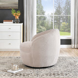 Roundhill Furniture Galleria 360 Swivel Teddy Sherpa Barrel Chair, Beige Roundhill Furniture