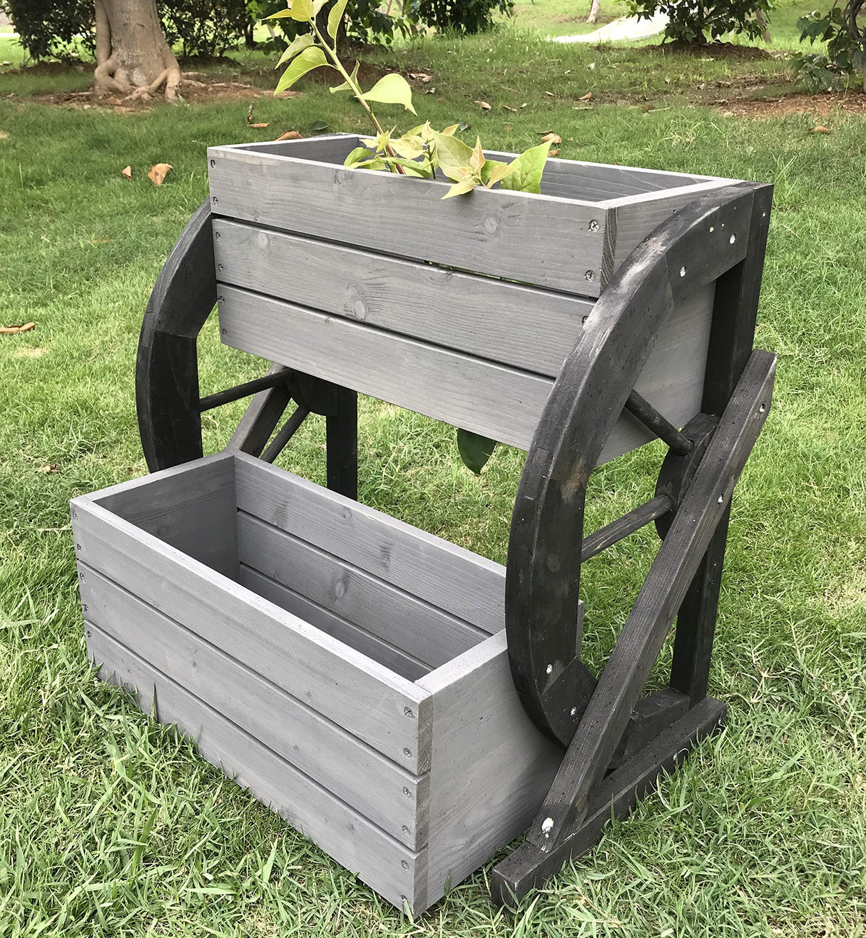 Seny 2 Tier Raised Garden Bed Wooden Elevated Garden Planter Kit Outdoor Indoor Solid Wood 23 x 15 x 21in SENY