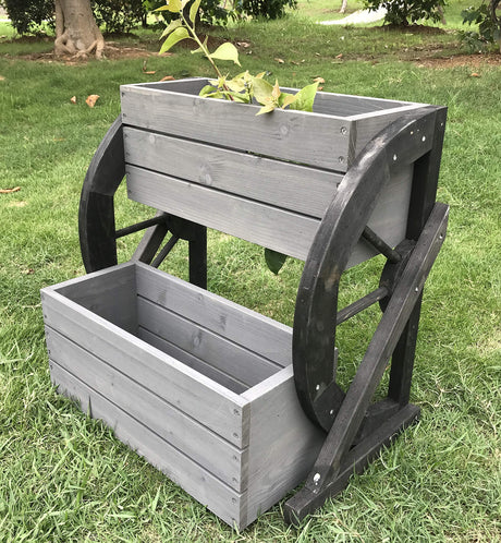 Seny 2 Tier Raised Garden Bed Wooden Elevated Garden Planter Kit Outdoor Indoor Solid Wood 23 x 15 x 21in SENY