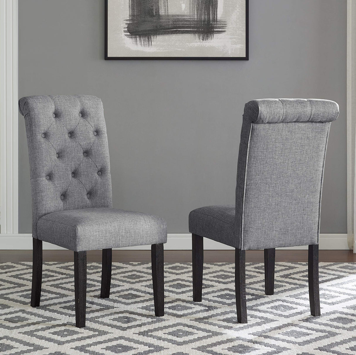 Roundhill Furniture Leviton Wood Dining Set, Table with 6 Chairs, Gray Roundhill Furniture