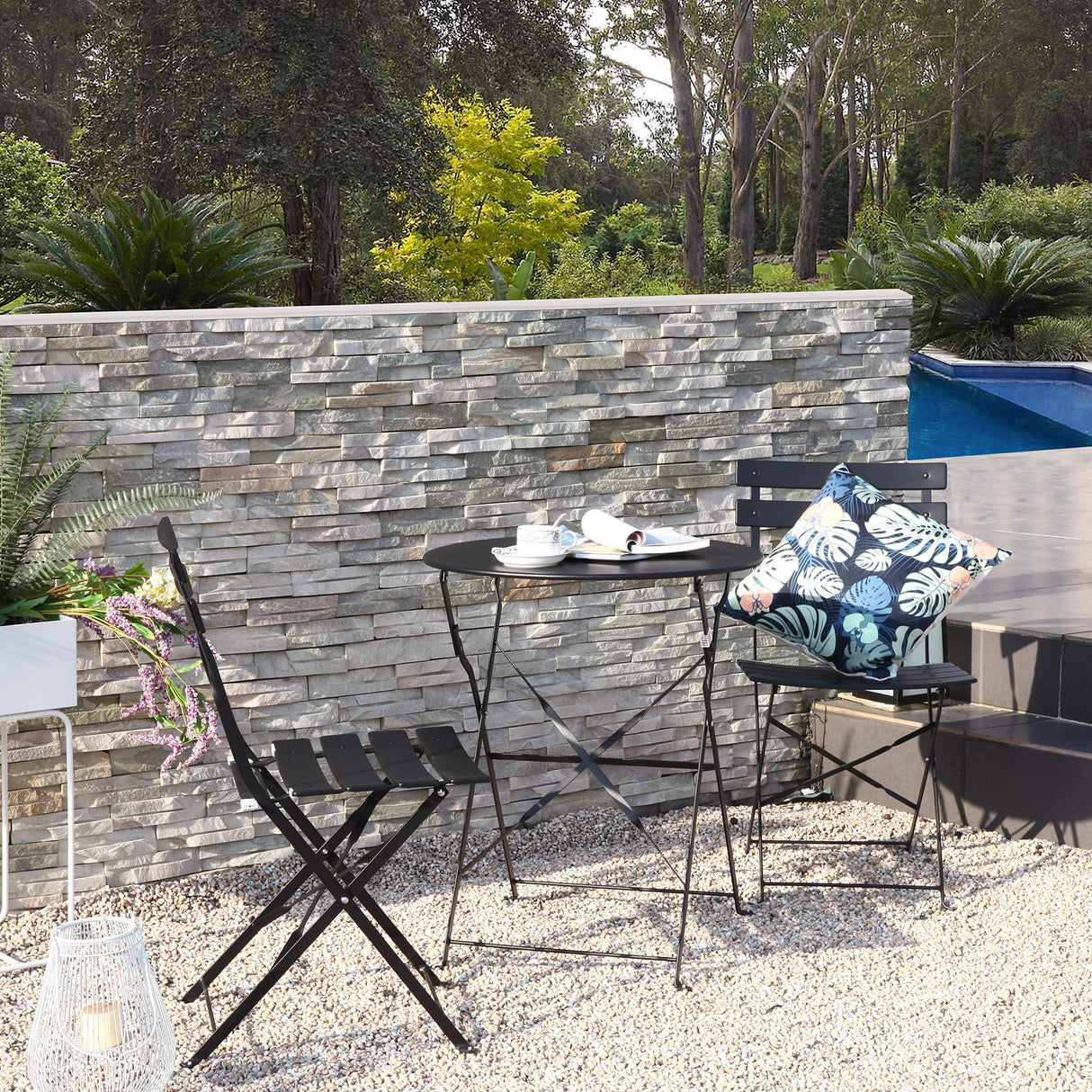 Grand patio Premium Frame Patio Bistro Set, Folding Outdoor Patio Furniture Sets, 3-Piece Patio Set of Folding Patio Table and Chairs, Black Grand patio