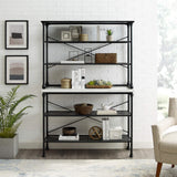 Crosley Furniture Madeleine Baker's Rack with Shelves for Storage, Microwave Stand, Coffee Bar, Steel with Faux Marble Top Crosley Furniture