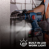 DongCheng 20V Max Brushless Rotary Hammer Drill Kit,4.0Ah Battery & Charger,7/8" SDS-Plus,2.1J Impact Energy, Cordless Demolition drill for Concrete1400RPM, 4 Application Modes,360° Adjustable Handle Dong Cheng