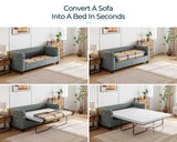 LINSY HOME Pull Out Sofa Bed, Queen Sleeper Sofa Couch with Memory Foam Mattress, Large Sofa Sleeper Pullout Couch Bed for Living Room Office, Dark Grey, Queen Size LINSY HOME