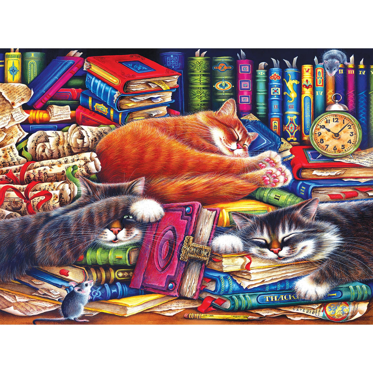 RoseArt - Puzzle Collector - The Old Book Shops Cats - 1000 Piece Jigsaw Puzzle for Adults RoseArt