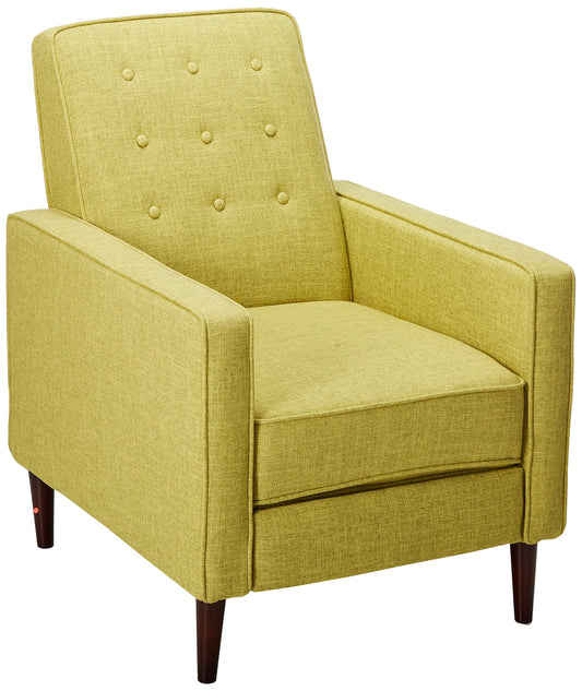 Christopher Knight Home Mervynn Mid-Century Modern Fabric Recliner, polyester, Muted Green / Dark Espresso