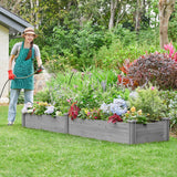 Yaheetech 8×2ft Wooden Horticulture Raised Garden Bed Divisible Elevated Planting Planter Box for Flowers/Vegetables in Backyard/Patio Outdoor, Gray, 97 x 25 x 11in Yaheetech
