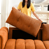 91.5" Modern Boucle Sofa with Deep Seat, 3 Seater Comfy Sherpa Cloud Couch, Oversized Loveseat Mid-Century Modern Tufted Couches for Living Room Apartment Lounge, Orange Elevyoliv