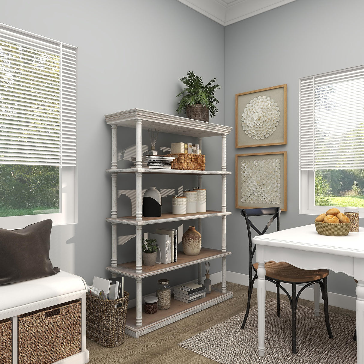 Deco 79 Farmhouse Wood Rectangle Shelving Unit, 47" x 15" x 64", Brown Deco 79