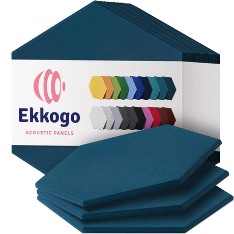 Ekkogo Acoustic Panels 12-Pack Soundproof Wall Panels 14"X12.1"X0.4" Sound Panels High Density Sound Dampening Panels - [Ocean Turquoise Hexagon] Ekkogo