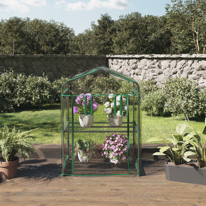 Home-Complete Small Greenhouse for Outdoors, 2-Tier Greenhouse with Zippered Roll-up Door and Powder-Coated Steel Frames, Waterproof PVC Cover for All-Season Gardening - WoodArtSupply