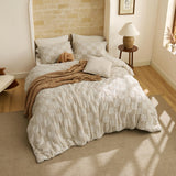 Bedsure King Size Comforter Set Beige, Boho Tufted Bed Set, Checkered Farmhouse Shabby Chic Bedding, 3 Pieces, 1 Plaid Geometric Comforter and 2 Pillow Shams Bedsure