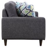 Coaster Home Furnishings - Watsonville - Wood & Fabric - Upholstered Tufted Loveseat with Track Arms, and Accent Pillows - Living Room - Gray - 552002 Coaster Fine Furniture