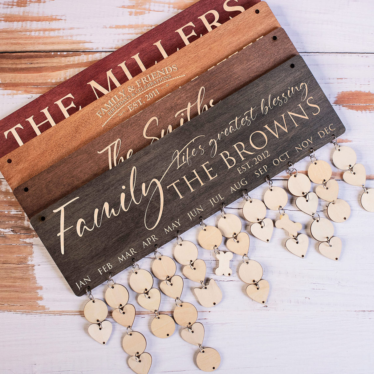 Gifts for Her Mom-Grandma, Personalized Family Birthday Calendar, DIY Wooden Birthday Reminder with Family Name, Custom Event Calendar Board, Grandma Lara Laser Works
