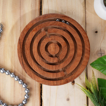 Ajuny Handcrafted Wooden Labyrinth Maze - Ideal, Educational Puzzle & Brain Teaser Game for Kids, Adults - Round Ball Maze, (6 Inches) - WoodArtSupply