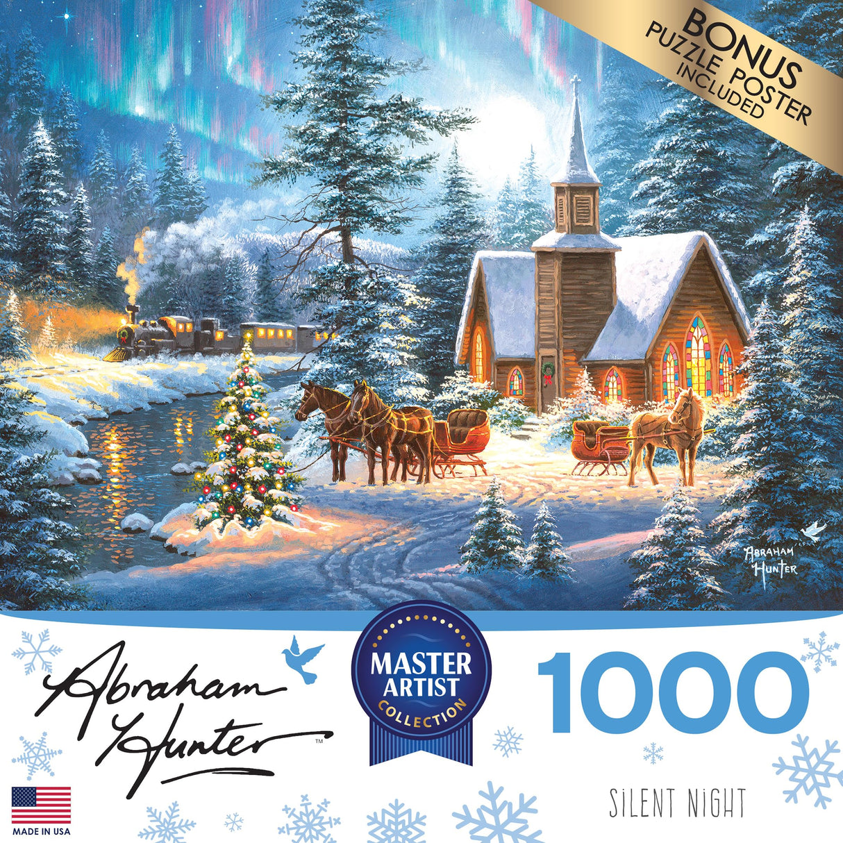 RoseArt - Abraham Hunter - Silent Night - 1000 Piece Jigsaw Puzzle for Adults RoseArt