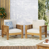 Christopher Knight Home Louver Club Chairs, Teak + Cream Christopher Knight Home