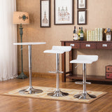 Roundhill Furniture Baxton White Adjustable Height Wood & Chrome Metal bar Table & 2 Chrome Air Lift Adjustable Swivel Stools Set Roundhill Furniture
