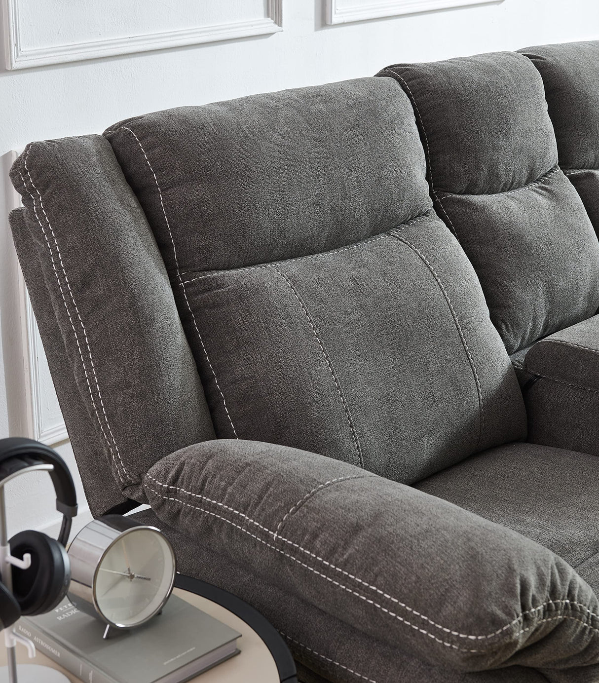 Power Reclining Sectional Sofa Set, Premium Fabric Recliner Couch with USB Port/Console Storage/Cup Holders Home Theater Sectional Sofa Set Secsofier