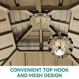 YITAHOME 10x10ft Hardtop Gazebo with Nettings and Curtains, Heavy Duty Double Roof Galvanized Steel Outdoor Combined of Horizontal Vertical Stripes Roof for Patio, Backyard, Deck, Lawn (Bronze) YITAHOME