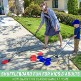 GoSports Driveway Shuffleboard Game Set - Includes 2 Shuffleboard Cue Sticks, 8 Pucks, 2 Pieces of Chalk GoSports
