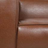 Christopher Knight Home Goyette 3 Seater Sofa - Faux Leather - Cognac Brown/Dark Walnut Christopher Knight Home