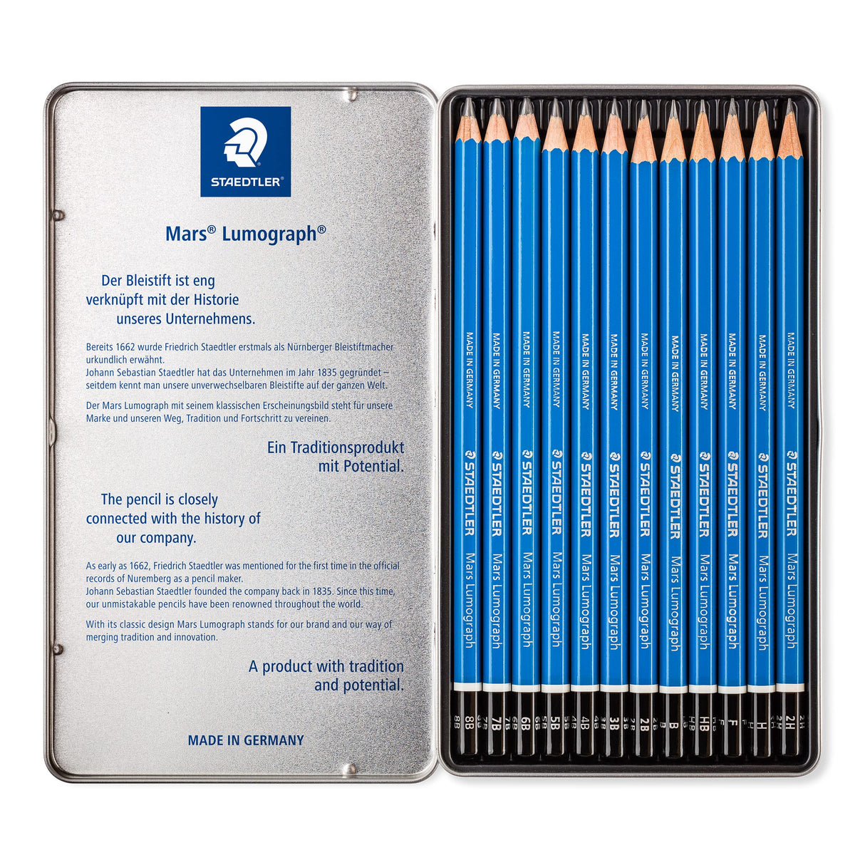 STAEDTLER Lumograph Graphite Drawing & Sketching Pencils, Soft Set of 12 Degrees (100G12S) STAEDTLER