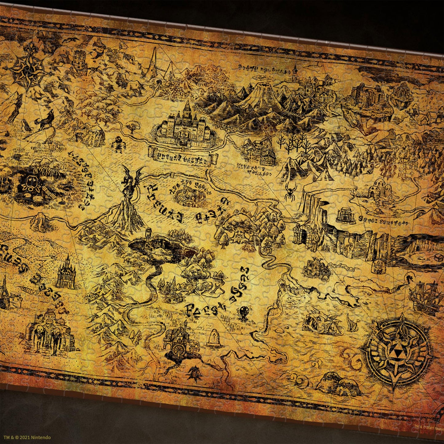 The Legend of Zelda Hyrule Map 1,000 Piece Jigsaw Puzzle | Collectible Puzzle Featuring Stylized Hyrule Map from The Legend of Zelda Video Games | Officially Licensed Nintendo Merchandise