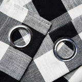 Creativesfun 2 Panels Checks Line Up Set Farmhouse Faux Linen Look Buffalo Plaid Grommet Window Curtain (Black & Cream, Panel 丨W53 X L84-INCH 2PCS) Creativesfun