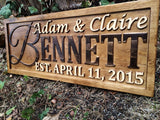 Personalized Family Name Sign Personalized Wedding Gifts Wall Art Rustic Home Decor Custom Carved Wooden Signs Couples 5 Year Wood Anniversary Gift 3D Woodworker