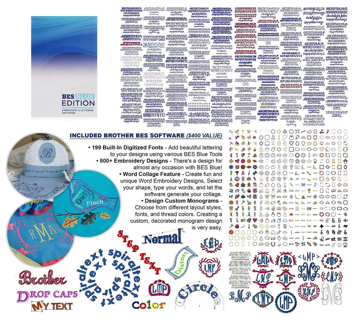 Brother NQ1700E Embroidery Machine, 6" x 10" Field Size, Cuts Jump Stitches, Wireless, Includes BES Lettering Software + Brother Magnetic SAMF180 Hoop + Mr. Vac & Mrs. Sew - Embroidery Magic Video Brother