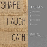 Elrene Home Fashions Farmhouse Living Sentiments Placemats, Burlap Placemats, Tan, Set of 4 Elrene