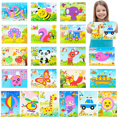 MALLMALL6 20Pcs Mosaic Sticker Art Kits for Kids Toddler Unisex MALLMALL6