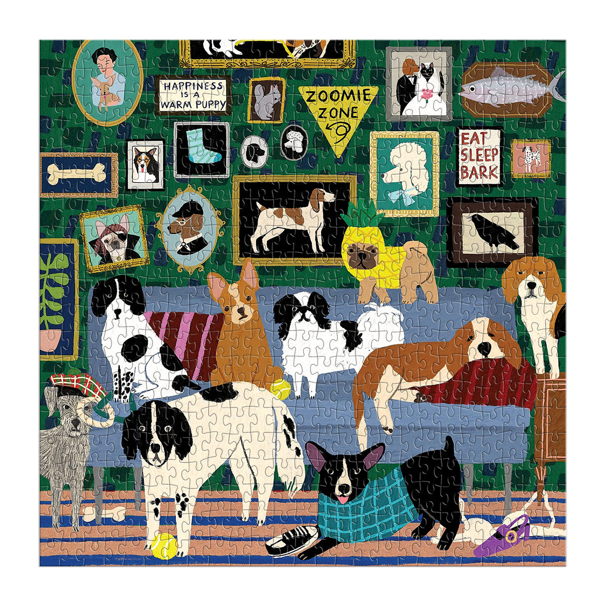 Galison Lounge Dogs – 500 Piece Puzzle Fun and Challenging Activity with Bright and Bold Artwork of Dogs Lounging Around for Adults and Families Galison