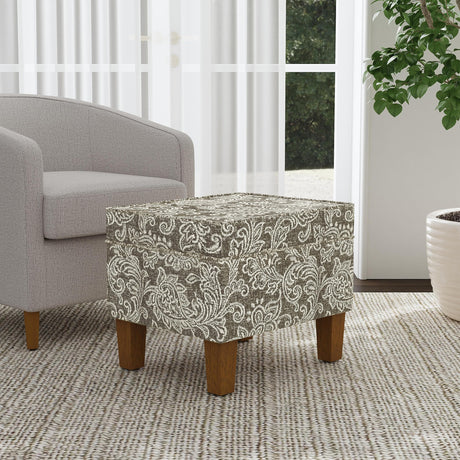 HomePop Home Decor |K7646-A880| Upholstered Modern Rectangular Storage Ottoman | Hinged Lid Ottoman with Storage for Living Room & Bedroom, Brown Jacobean Print HomePop