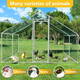 Large Chicken Coop Metal Chicken Runs for Yard with Cover Outdoor Pet Pens Poultry Cage Duck Rabbit House Backyard Use (13'Lx10'Wx6.6'H) HEASON