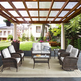 Belord Patio Club Chair Wicker Chairs - Outdoor High Back Chair Set of 2 Patio Furniture Set Rattan Seating with Removable Cushions for Porch Balcony Deck Pool Sunroom Light Brown/Beige Belord