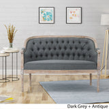 Christopher Knight Home Faye Traditional Fabric Tufted Upholstered Loveseat, Dark Gray, Antique Christopher Knight Home