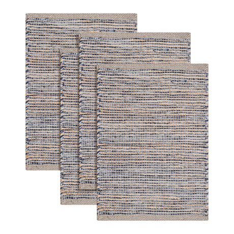 RIANGI Jute Placemats Set of 4 - Boho Woven Placemats for Dining Tables, Rustic Farmhouse Style, Cotton and Jute, Neutral Colorful Table Mat, 13x19 Inch, Indoor Kitchen Decor - Natural - Grey RIANGI