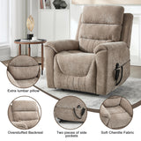 Trustyue Dual Motor Power Lift Recliner Chair with Lay Flat, Full-Body Vibration & Lumbar Heating - Lift Assist Chair for Elderly, Electric Recliner with Massage and Heat, Easy Assembly Khaki Trustyue