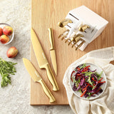 McCook® Knife Sets, Golden Titanium Stainless Steel Kitchen Knife Block Sets with Built-in Sharpener McCook