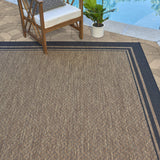 Gertmenian Indoor Outdoor Classic Flatweave Area Rug, Stain & UV Resistant Carpet, Deck, Patio, Poolside & Mudroom, 8x10 Ft Large, Border, Black Tan, 21515 Gertmenian