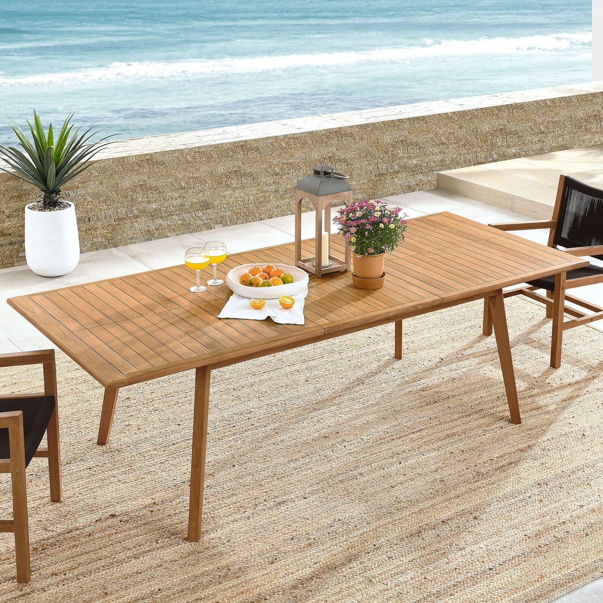 Modway Vienna Outdoor Patio Teak Wood Extendable Dining Table in Natural Modway