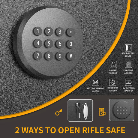 INTERGREAT [2024 NEW] 3-5 Rifle Gun Safe with Light, Long Gun Safes for Rifles and Shotguns, Quick Access Rifle Safe for Home Rifles and Pistols, Large Gun Cabinet for Rifles with keypad Lock, Metal INTERGREAT