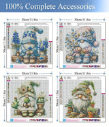 Diamond Art Kits for Adults, 4 Pack Spring Gnomes Diamond Painting Kits for Adults, 5D Round Full Drill Paint with Diamonds Gem Art Dots Crafts Painting Set for Home Wall Decor Gifts 12x12inch Meothan