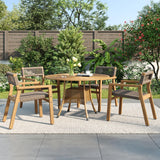 Christopher Knight Home Dolly Dining Chairs Set of 4, Acacia Wood Frame Dining Chairs, Rope Woven Armchair, Accent Dining Chair Set, Patio Wooden Armchair for Backyard Poolside Garden, Light Teak Christopher Knight Home