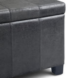 SIMPLIHOME Dover 36 inch Wide Rectangle Lift Top Storage Ottoman Bench in Upholstered Distressed Black Faux Leather, Footrest Stool, Coffee Table for the Living Room, Bedroom and Kids Room SIMPLIHOME