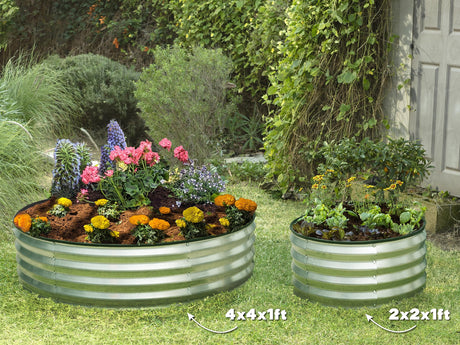 Galvanized Raised Garden Beds Outdoor // 2×2×1 ft Planter Raised Beds for Gardening, Vegetables, Flowers // Large Metal Garden Box (Silver) // Patented Tool-Free Design Plant & Plot
