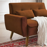 Jarenie 48" Loveseat Sofa, 2 Seater Love Seat Mid Century Modern Small Couches for Living Room Bedroom Apartment, 2 Throw Pillows and Wooden Legs, Orange Jarenie